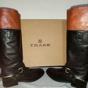 Trask Addison American Steer 2 tone black/brown 7.5 leather boots *Never Worn